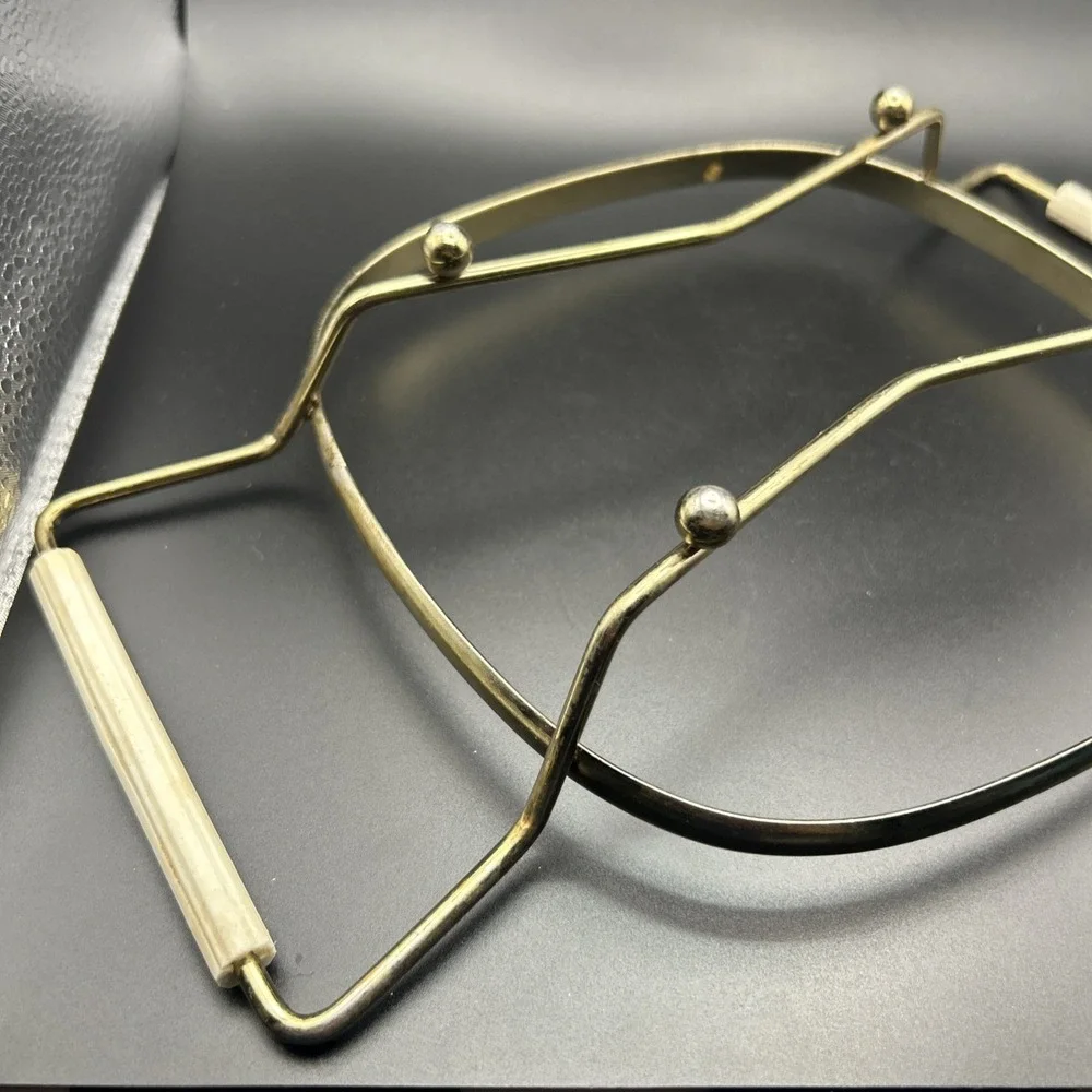 MCM Vintage Pyrex  Cradle Only Brass White Handles 1960s